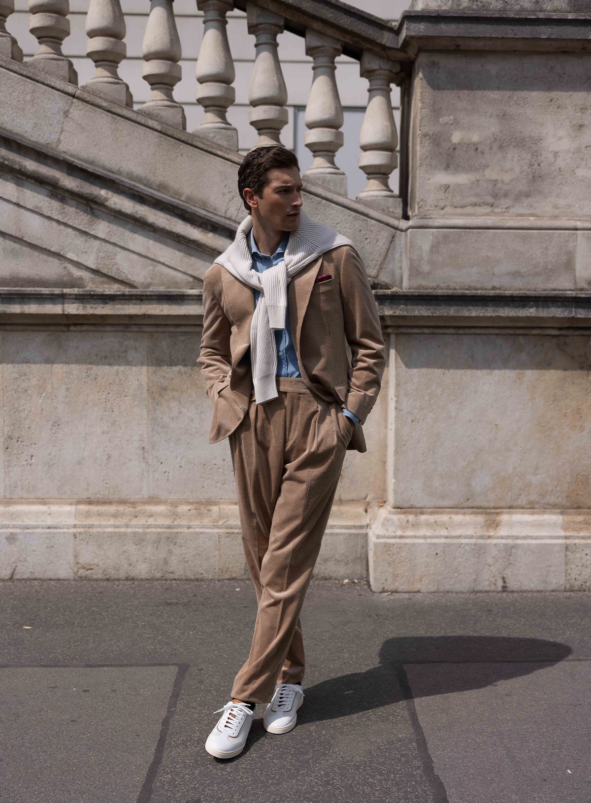 Corduroy pak van katoen en cashmere | FULL_WIDTH | Camel