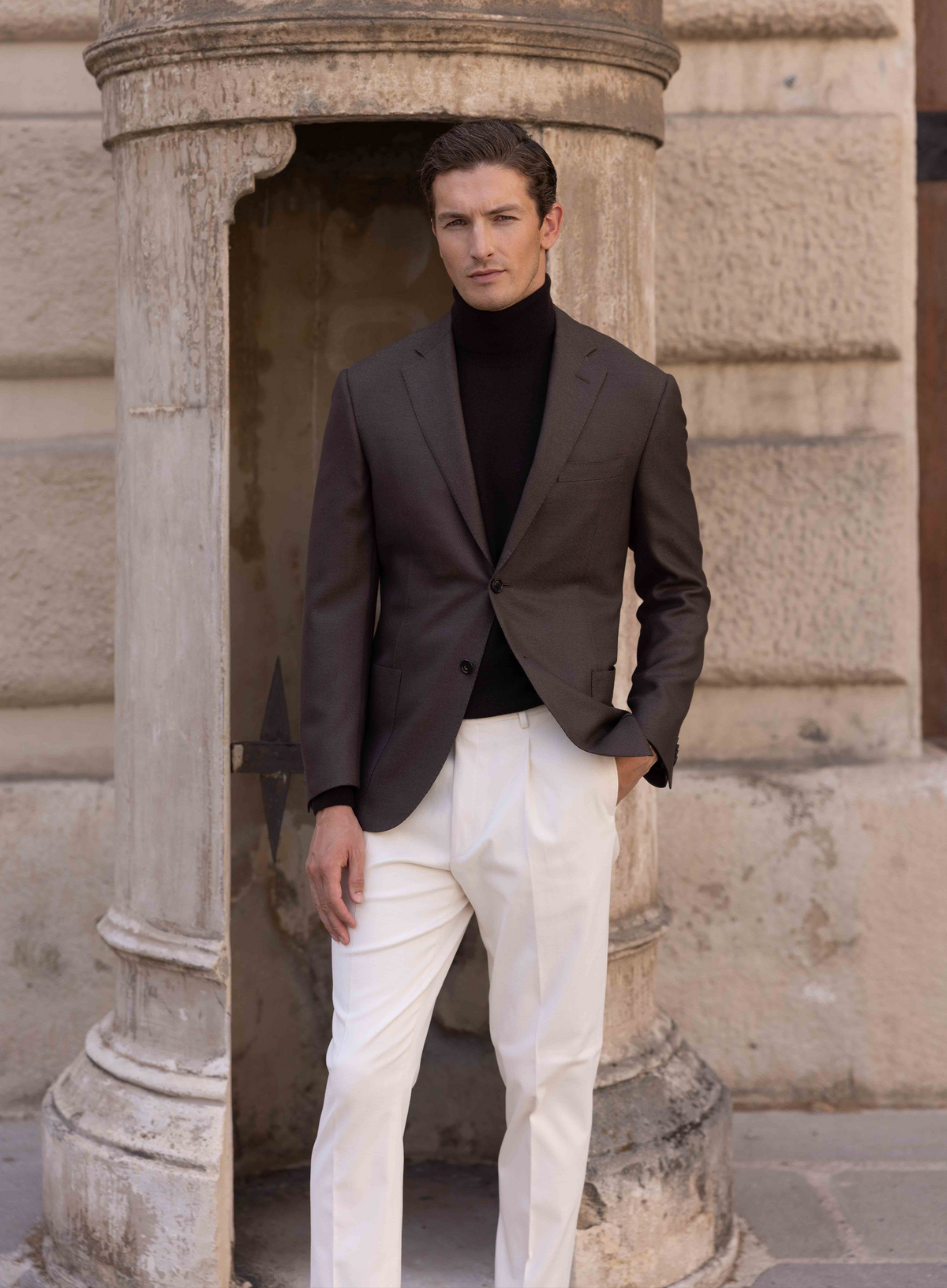 Colbert in wol zijde | FULL_WIDTH | TAUPE