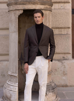 Blazer uomo in lana e seta | FULL_WIDTH | TAUPE
