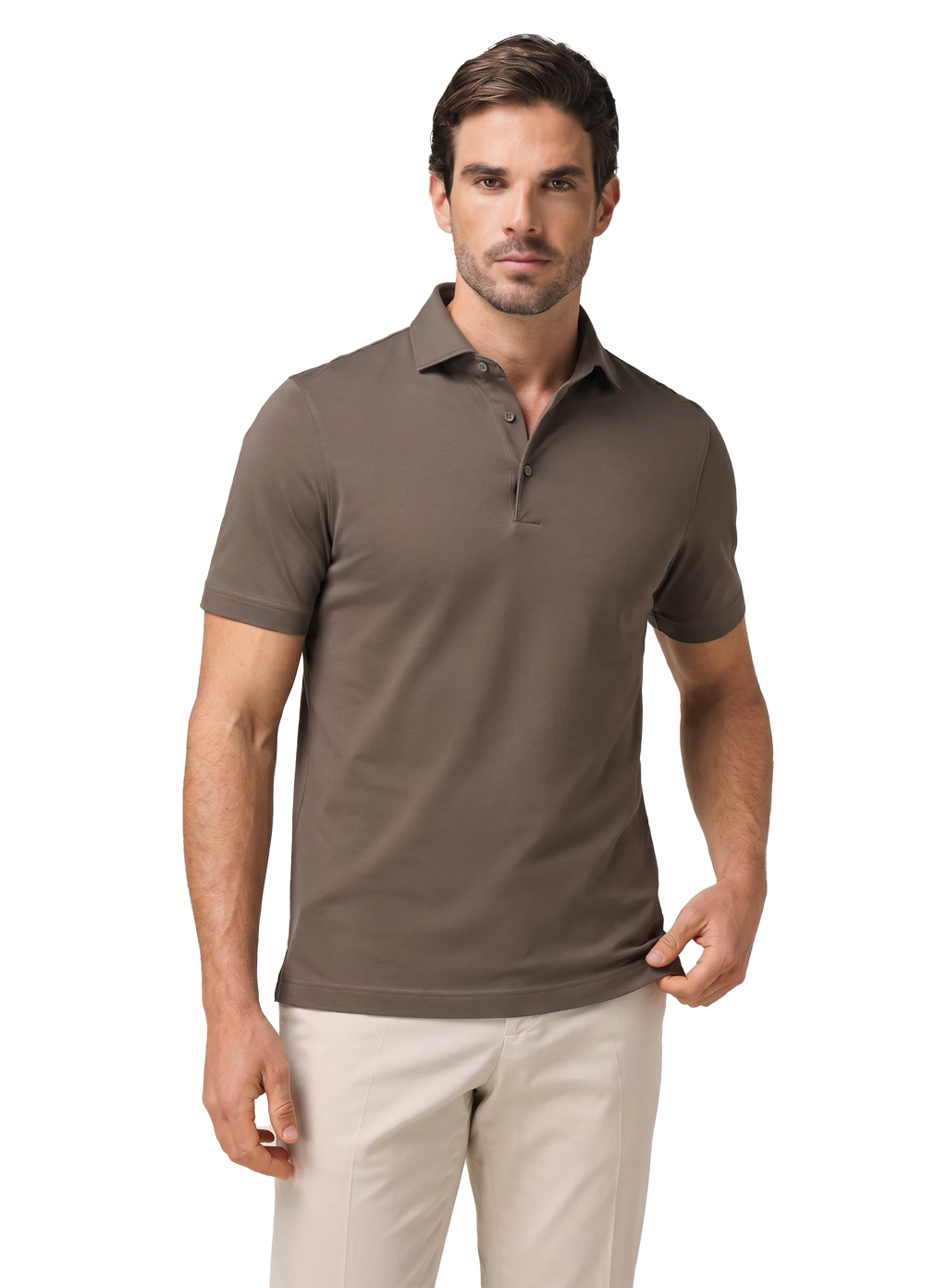 Polo met korte mouwen van katoen | MODEL | FULL_WIDTH | TAUPE