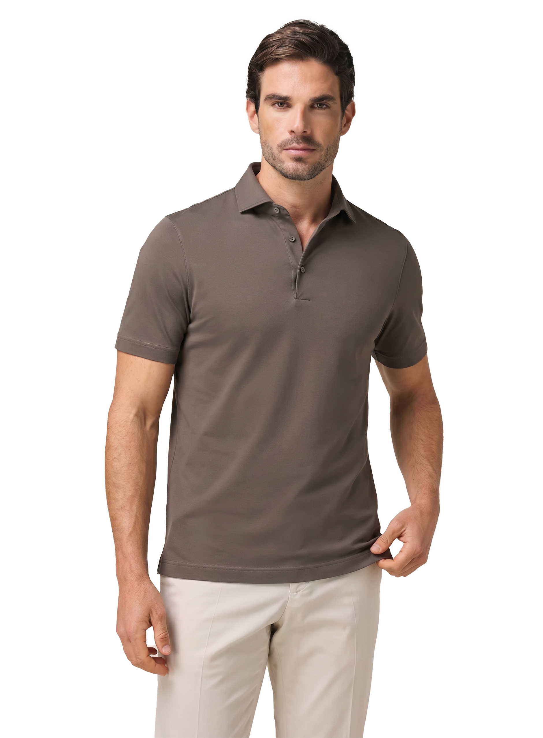 Polo met korte mouwen van katoen | MODEL | FULL_WIDTH | TAUPE