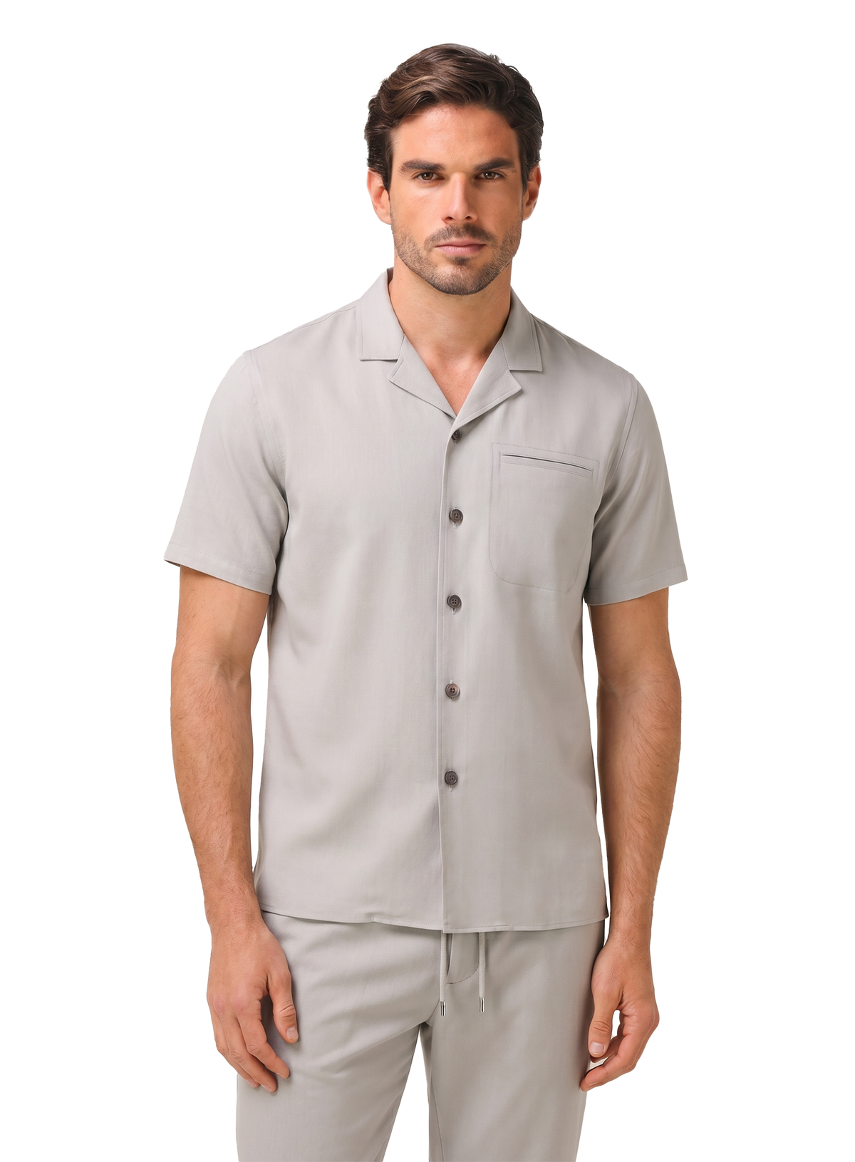Poloshirt van linnen, wol en mohair | MODEL | FULL_WIDTH | L.Grijs
