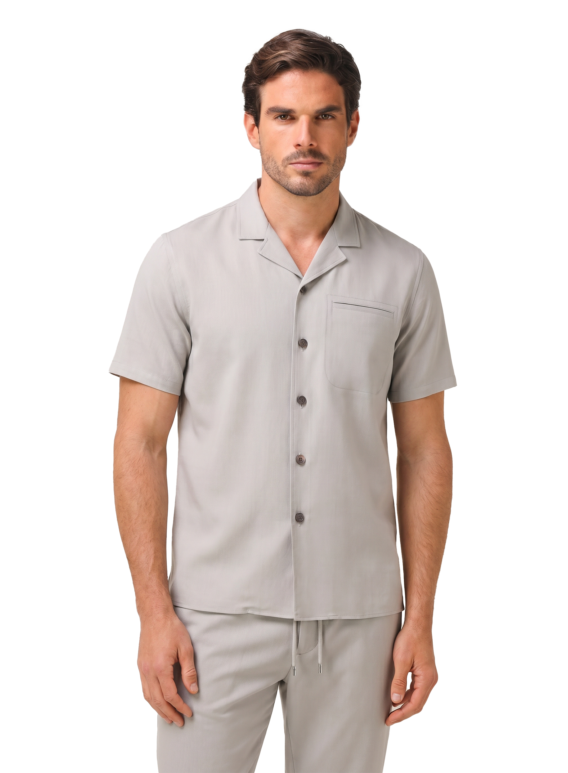 Poloshirt van linnen, wol en mohair | MODEL | FULL_WIDTH | L.Grijs