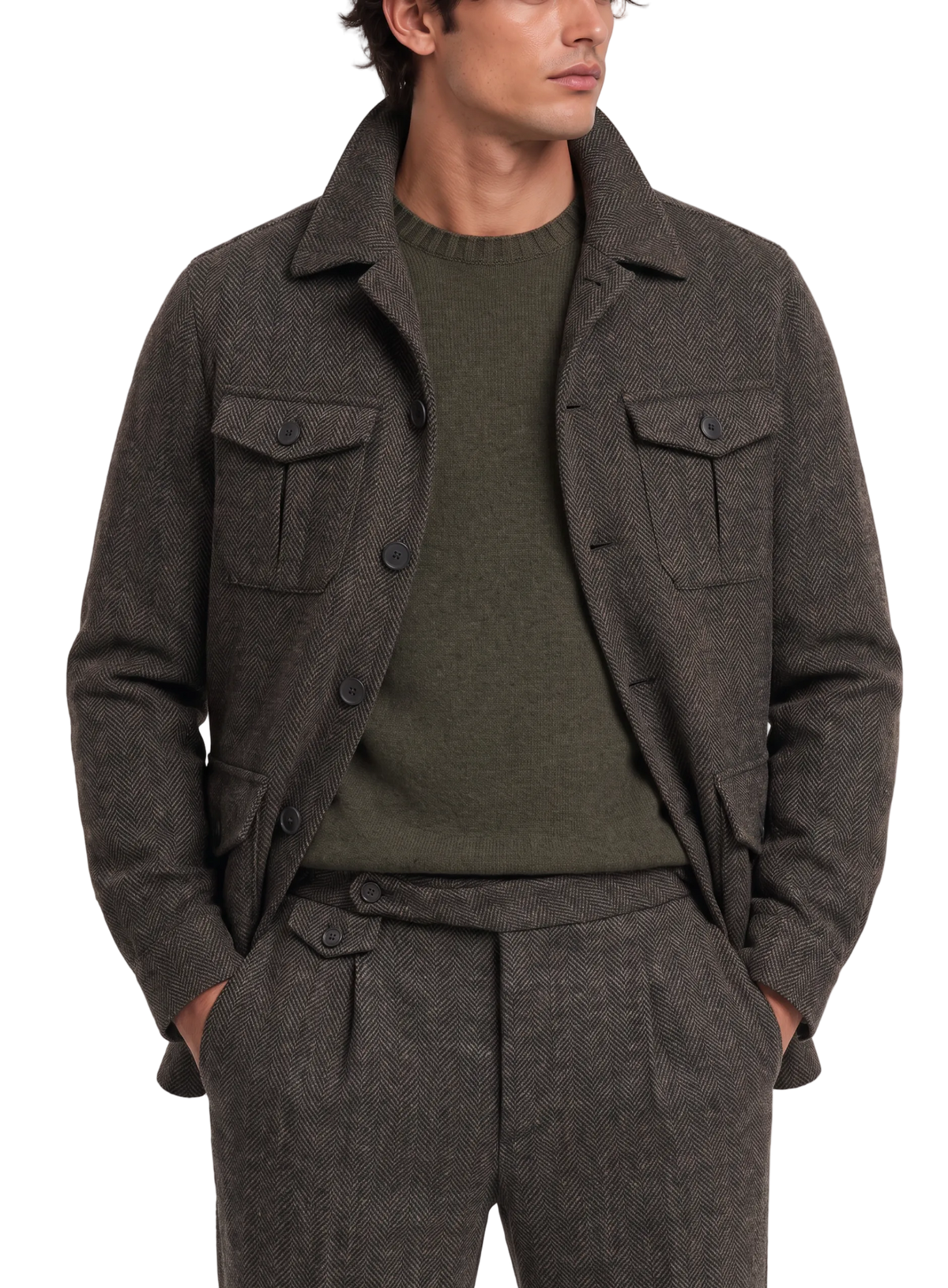 Field jacket in wol | FULL_WIDTH | Groen  
