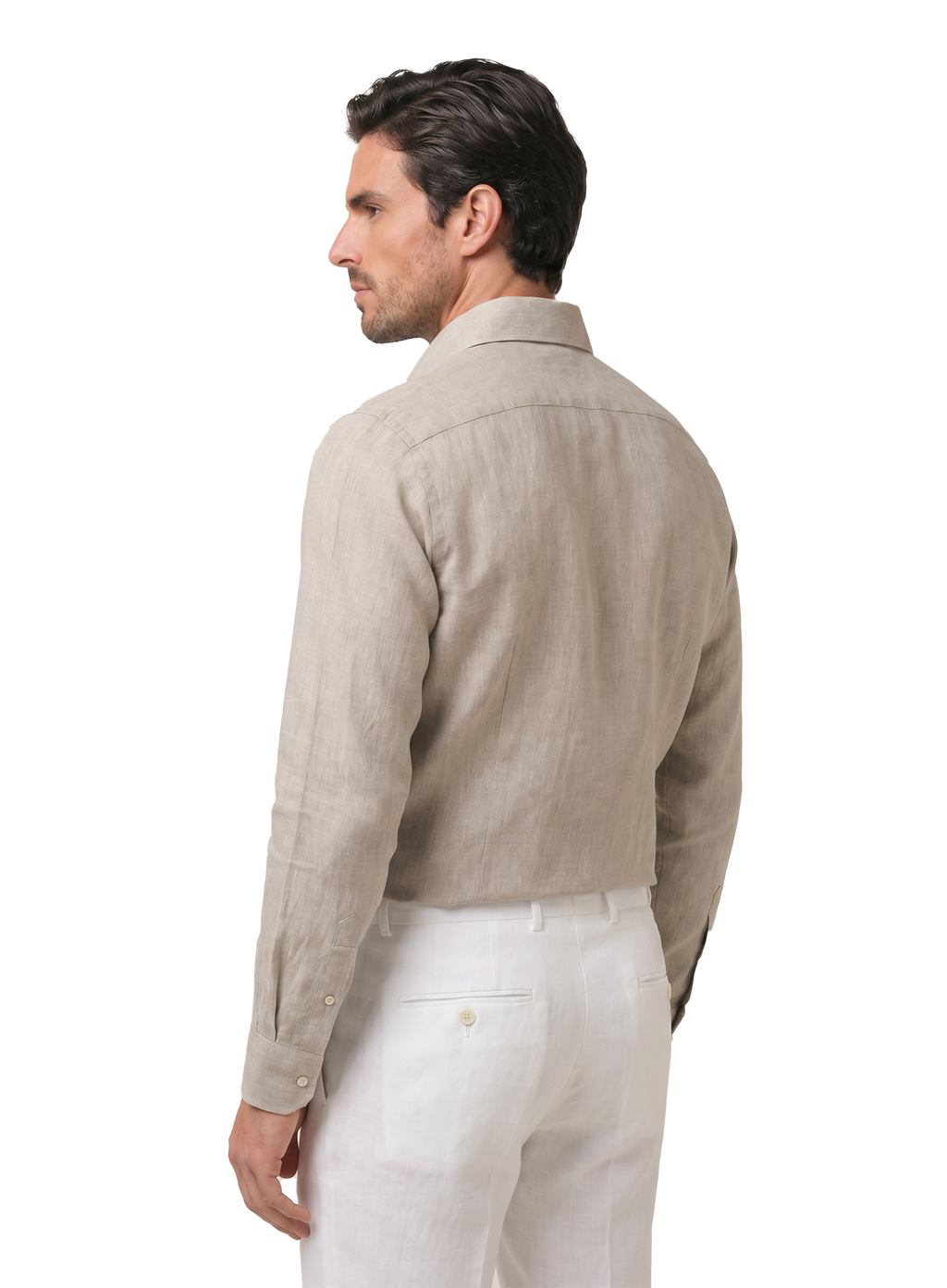 Gemêleerd overhemd van linnen | FULL_WIDTH | Beige