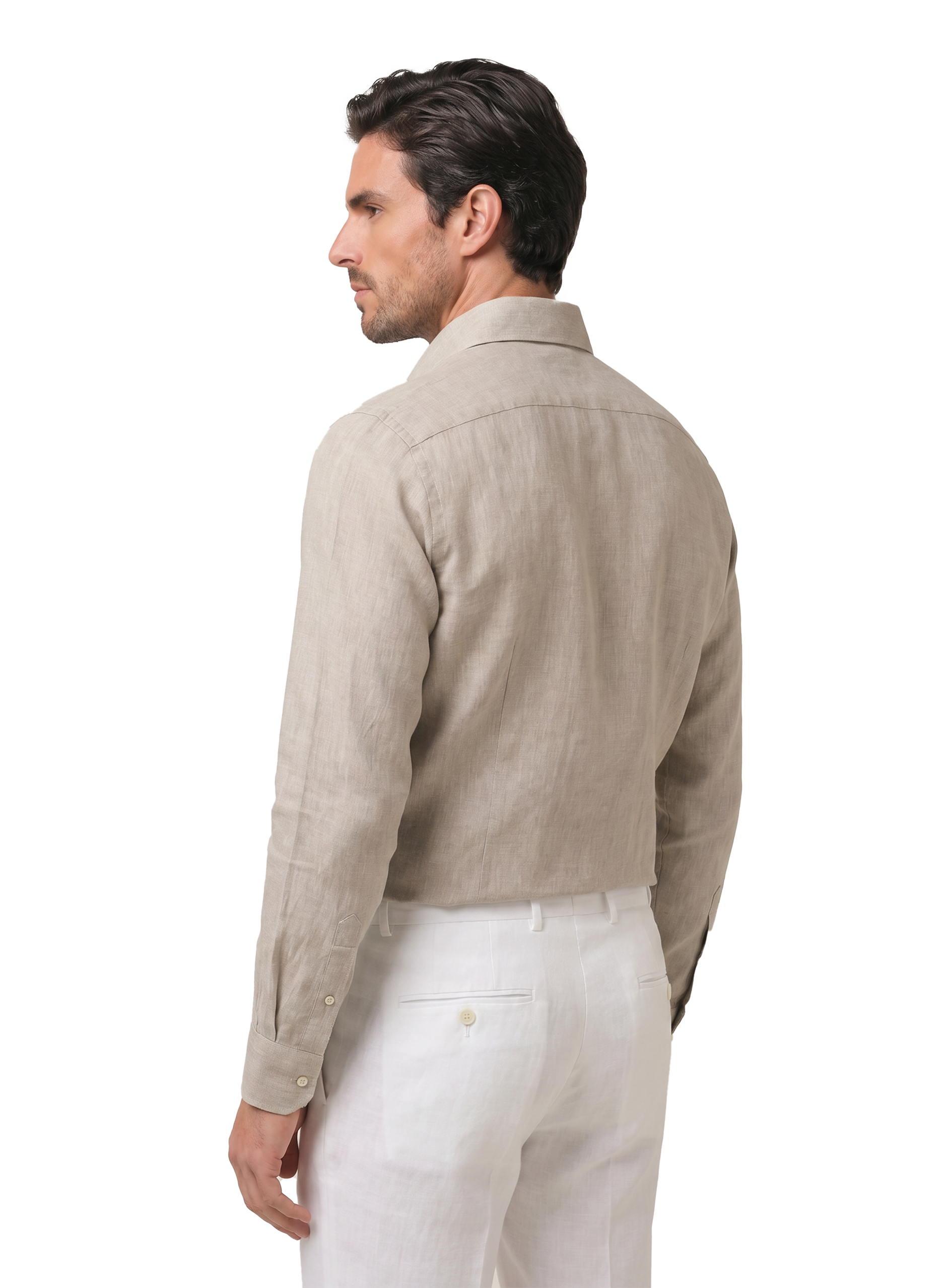 Gemêleerd overhemd van linnen | FULL_WIDTH | Beige