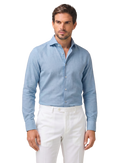 Gemêleerd overhemd van katoen | MODEL | Blauw