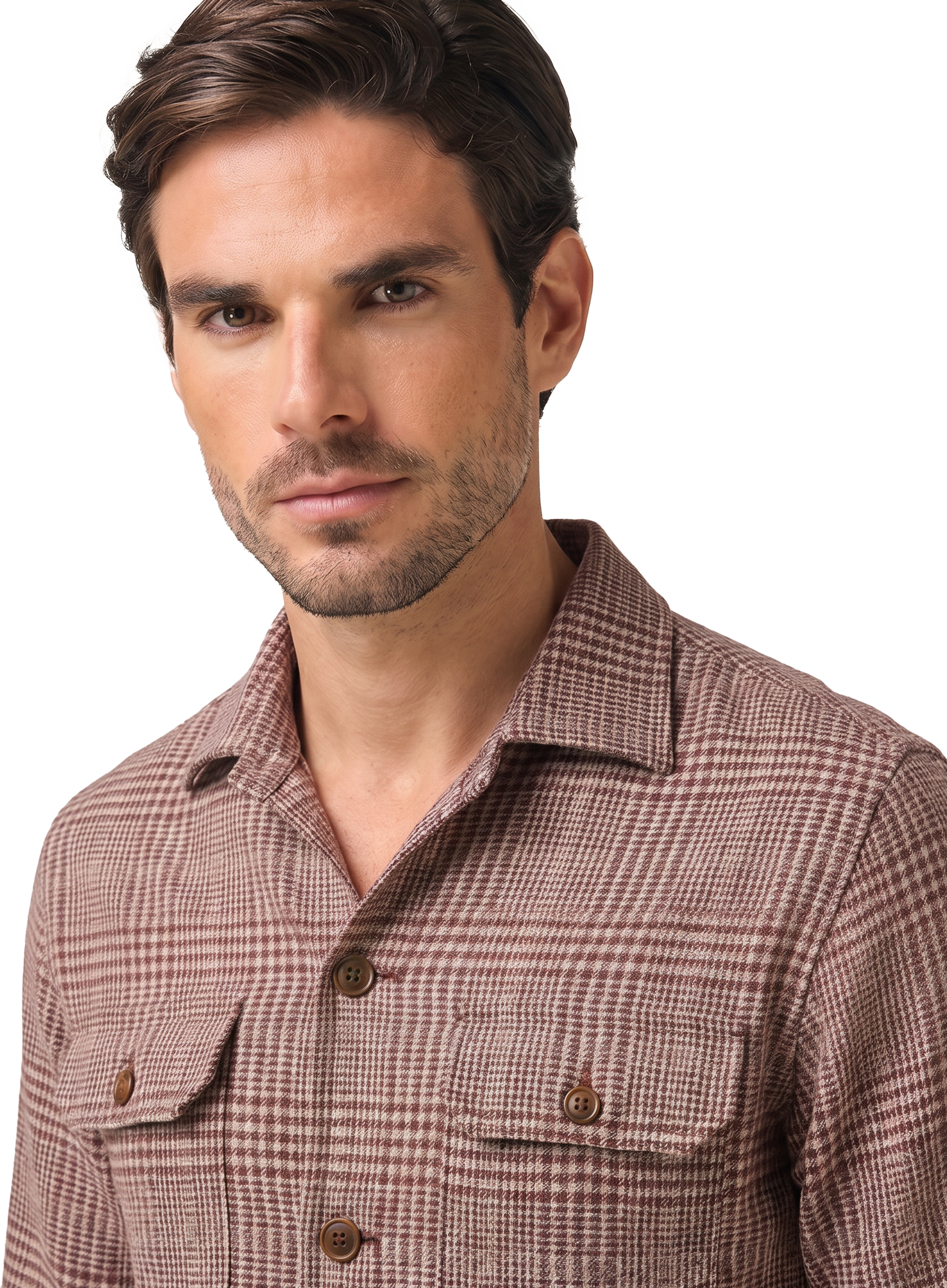 Glencheck overshirt van zijde, linnen en katoen | FULL_WIDTH | MODEL | Multicolor