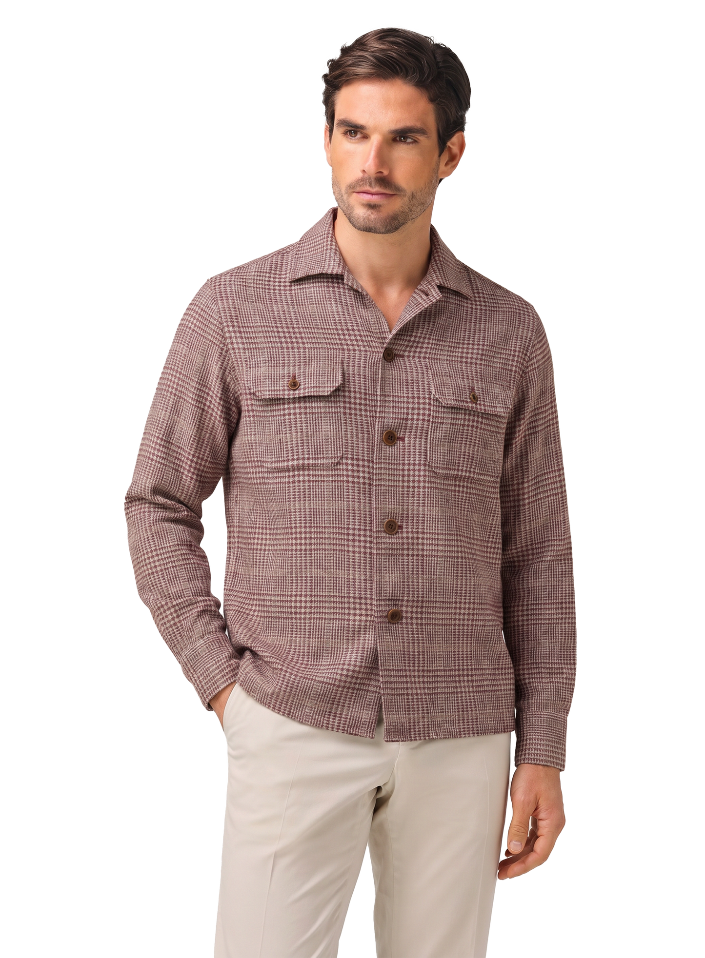 Glencheck overshirt van zijde, linnen en katoen | FULL_WIDTH | MODEL | Multicolor