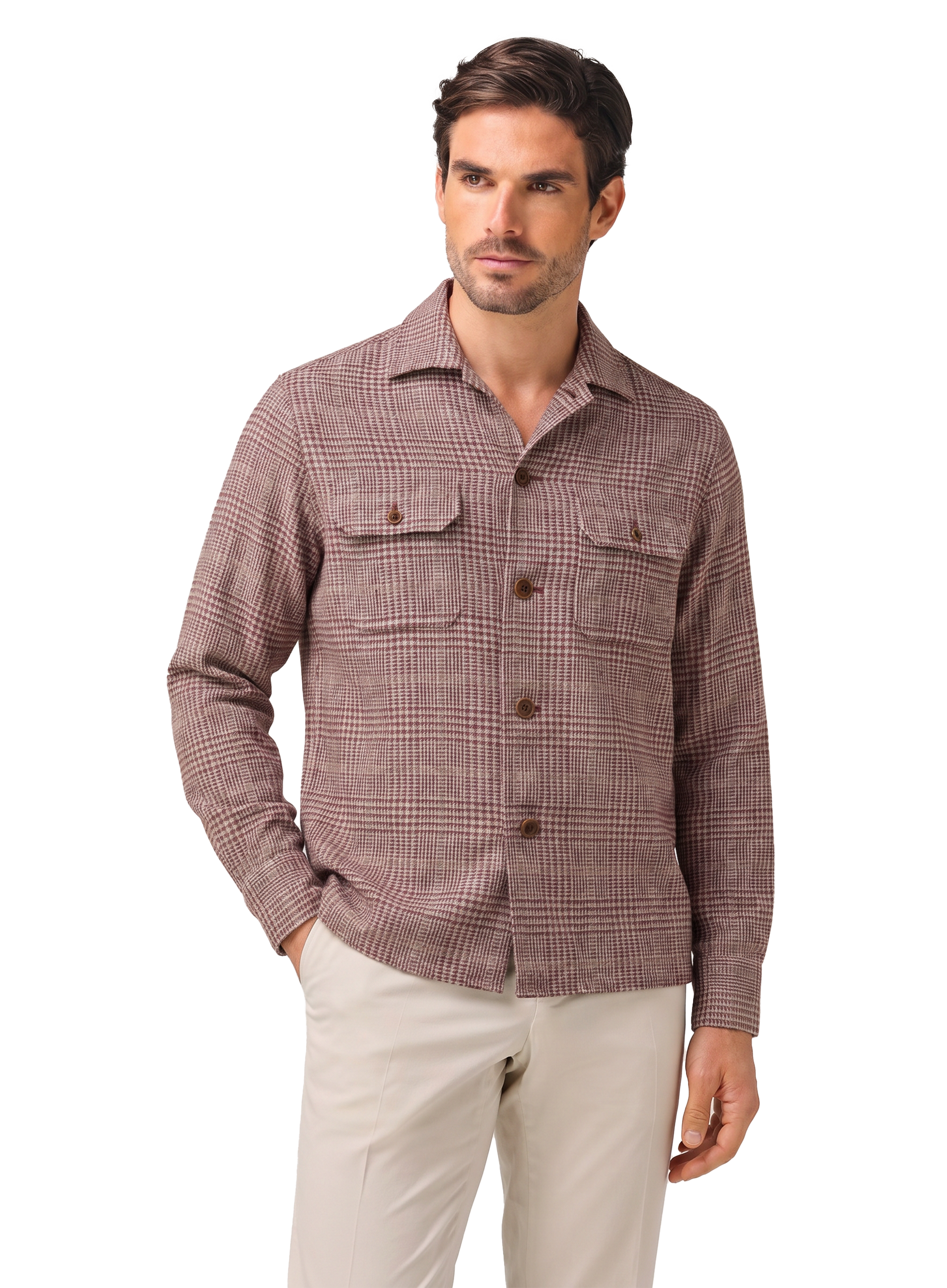 Glencheck overshirt van zijde, linnen en katoen | FULL_WIDTH | MODEL | Multicolor