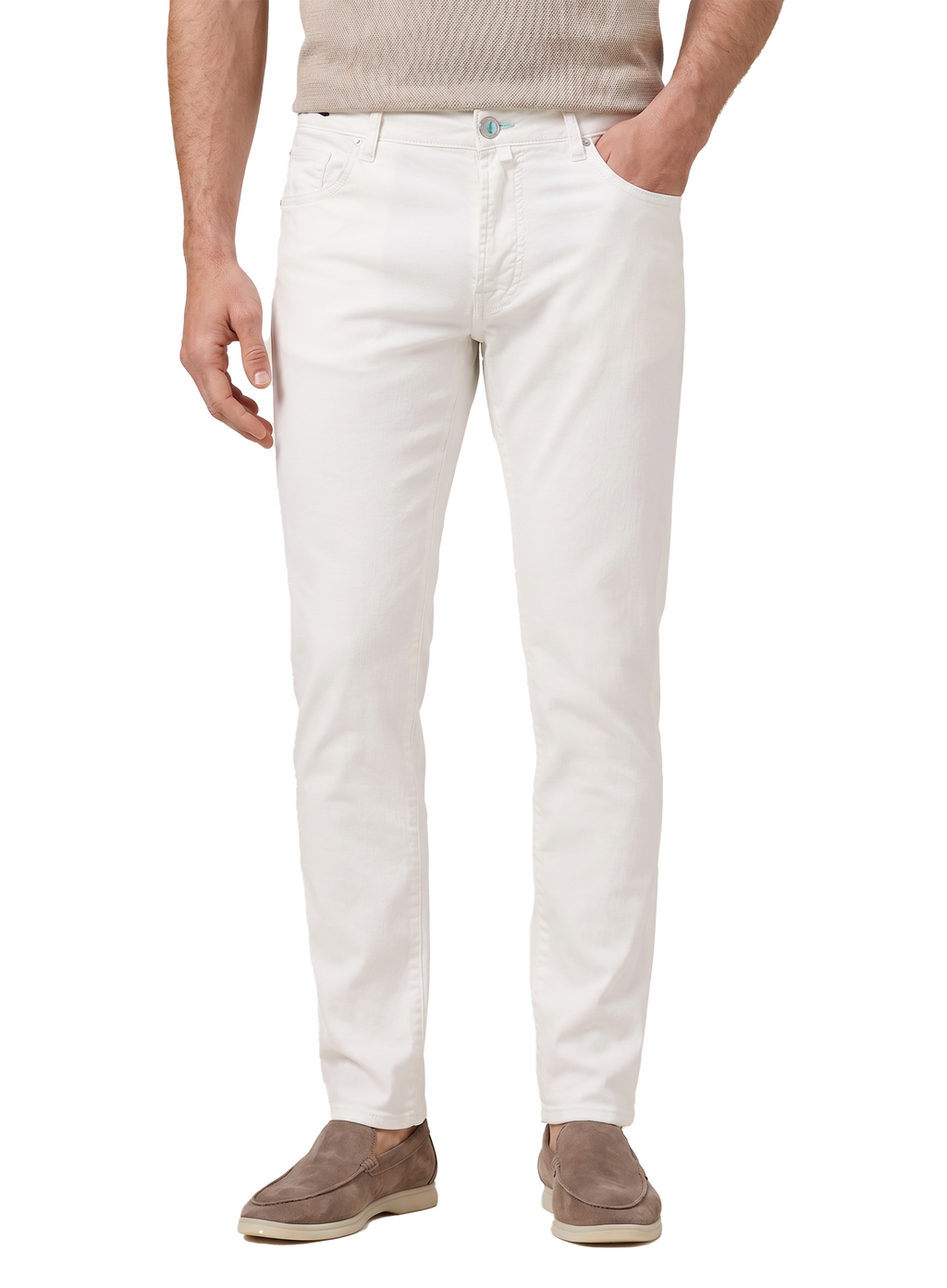 Bard jeans van katoen en linnen | MODEL | FULL_WIDTH | Wit