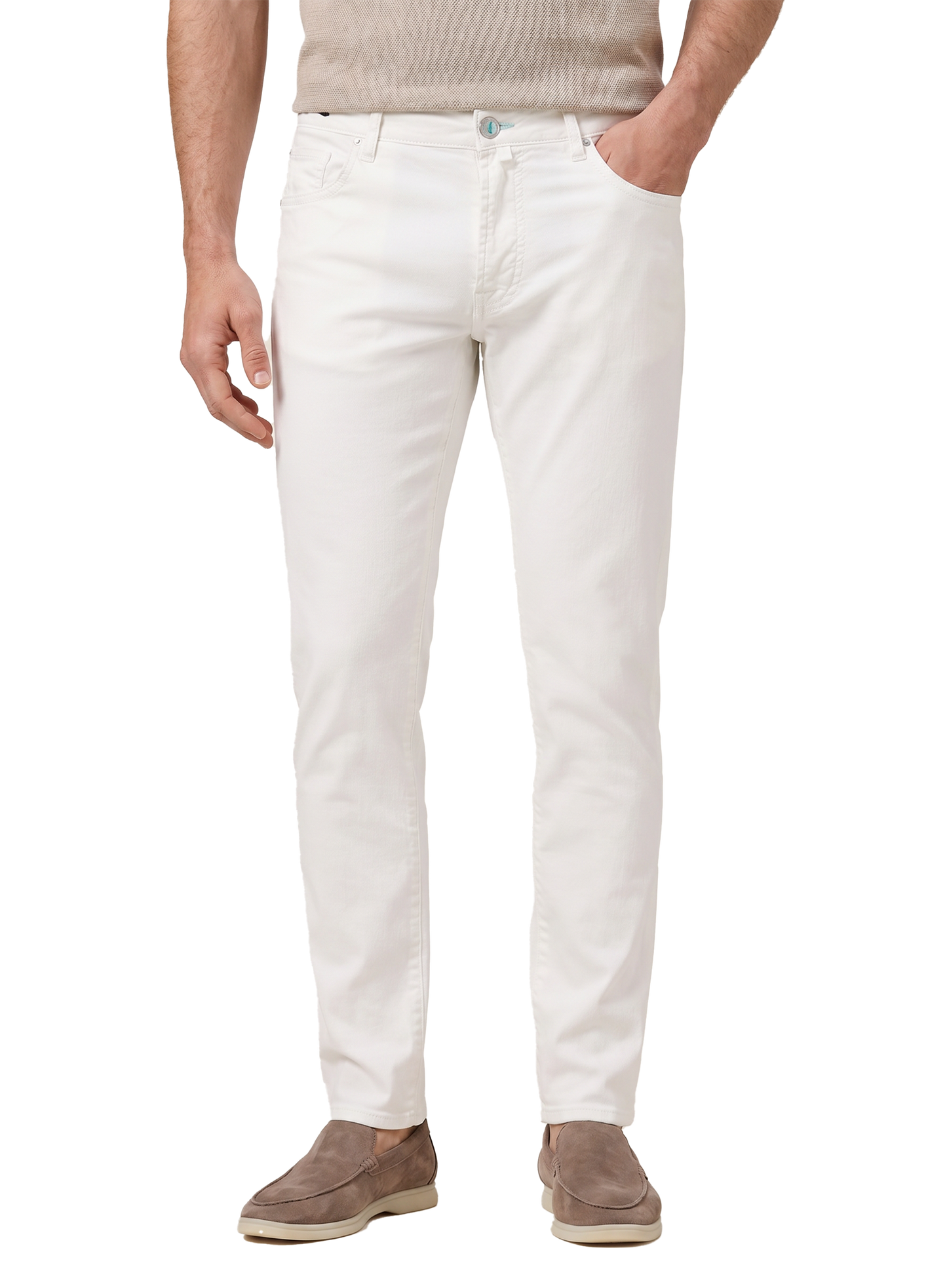 Bard jeans van katoen en linnen | MODEL | FULL_WIDTH | Wit