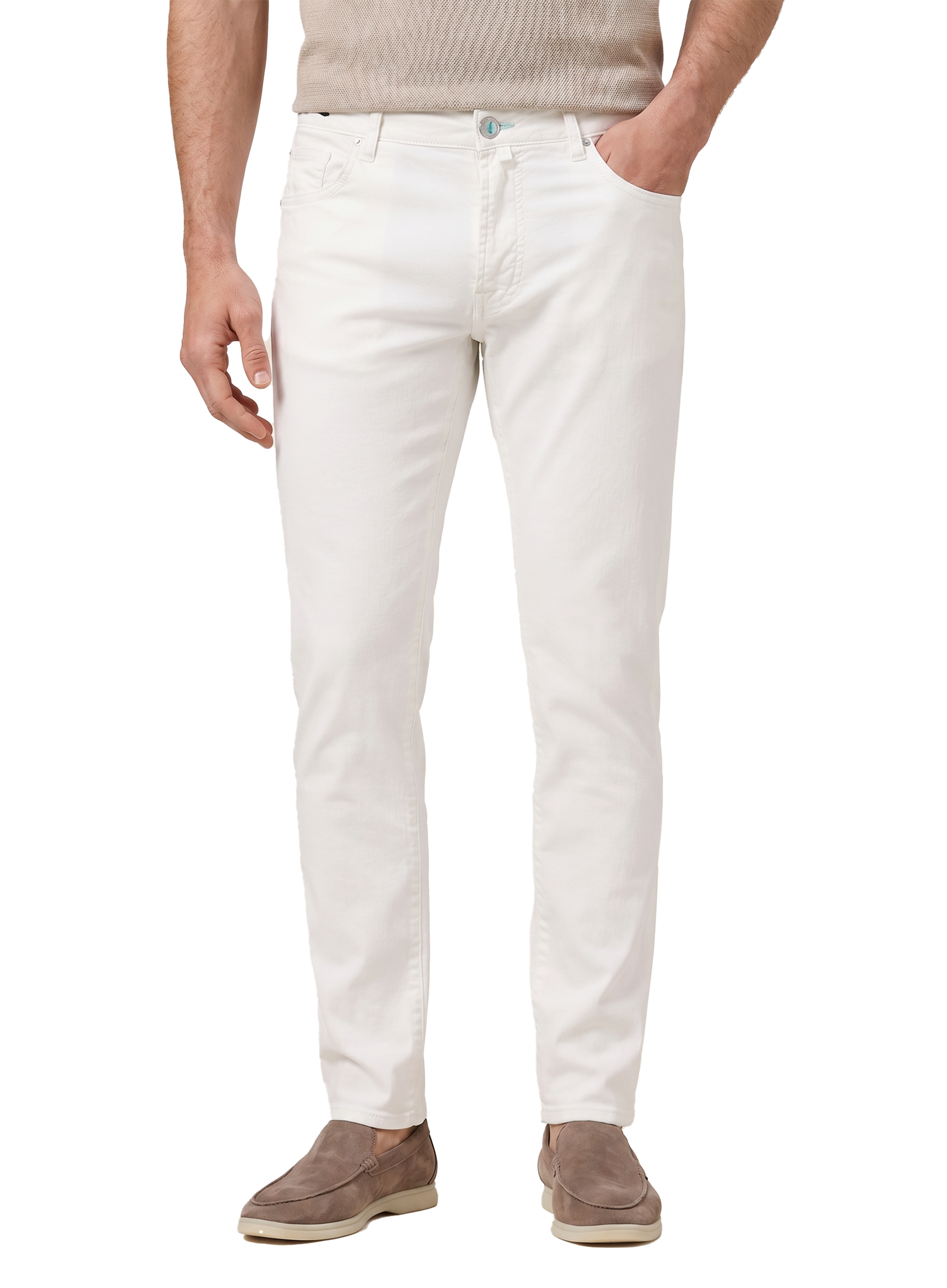 Bard jeans van katoen en linnen | MODEL | FULL_WIDTH | Wit