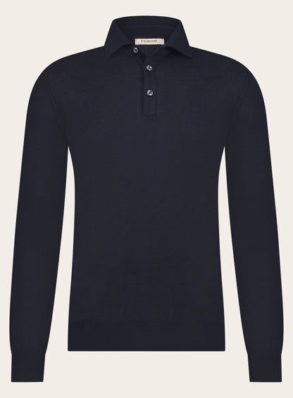 Poloshirt van cashmere | BLUE NAVY