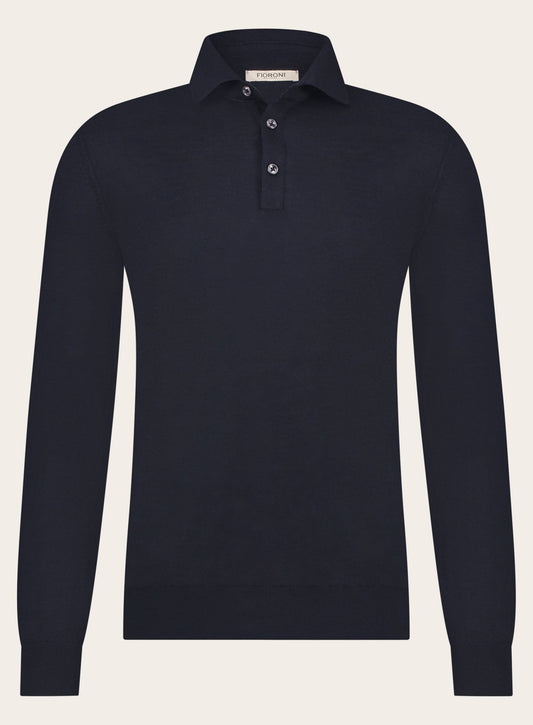 Poloshirt van cashmere | BLUE NAVY