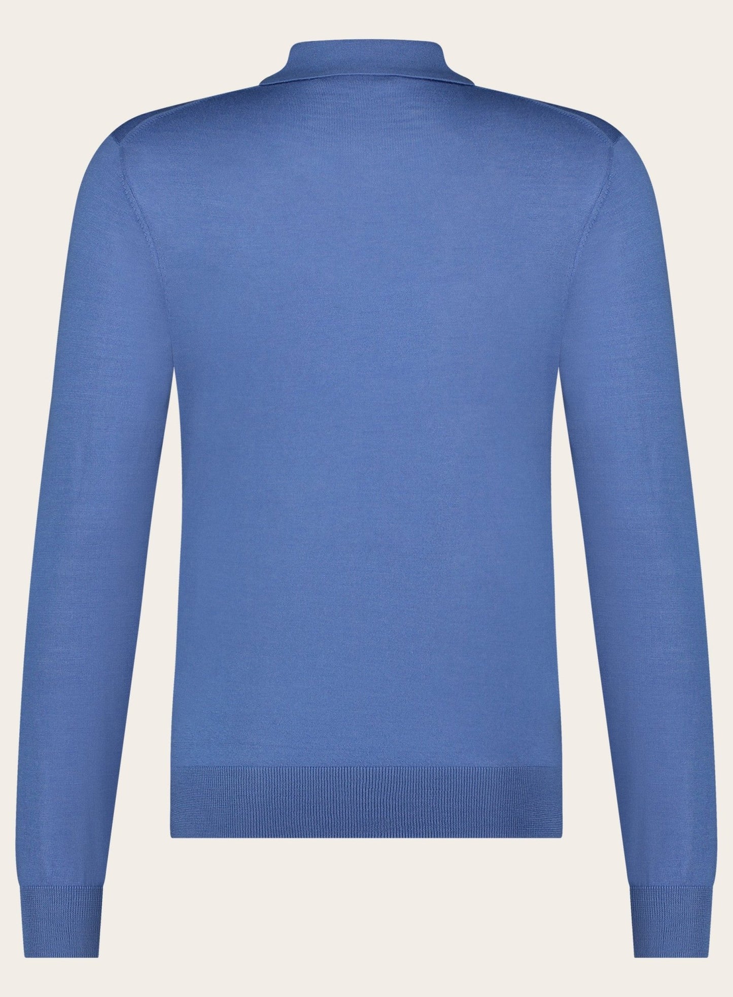Poloshirt met lange mouwen van cashmere en zijde |  L.Blauw