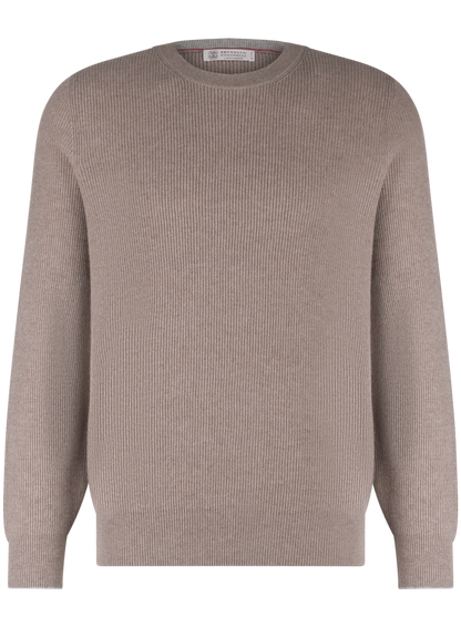 Crewneck met lange mouwen van cashmere | TAUPE