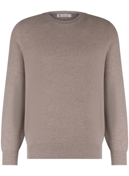 Crewneck met lange mouwen van cashmere | TAUPE