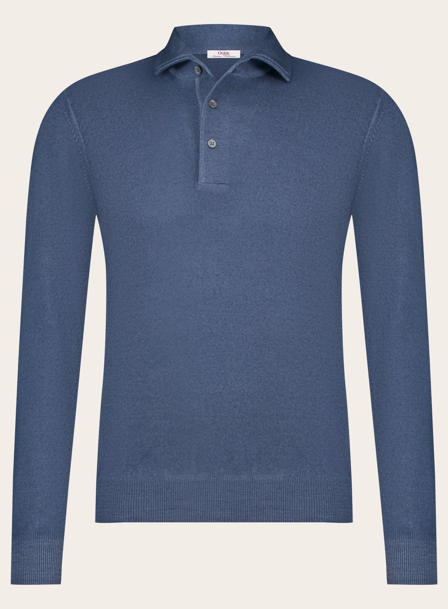 Lange mouwen polo van wol | JEANS BLAUW