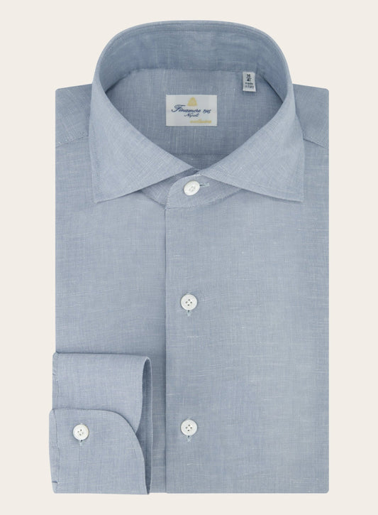 Shirt van katoen en linnen | L.Blauw
