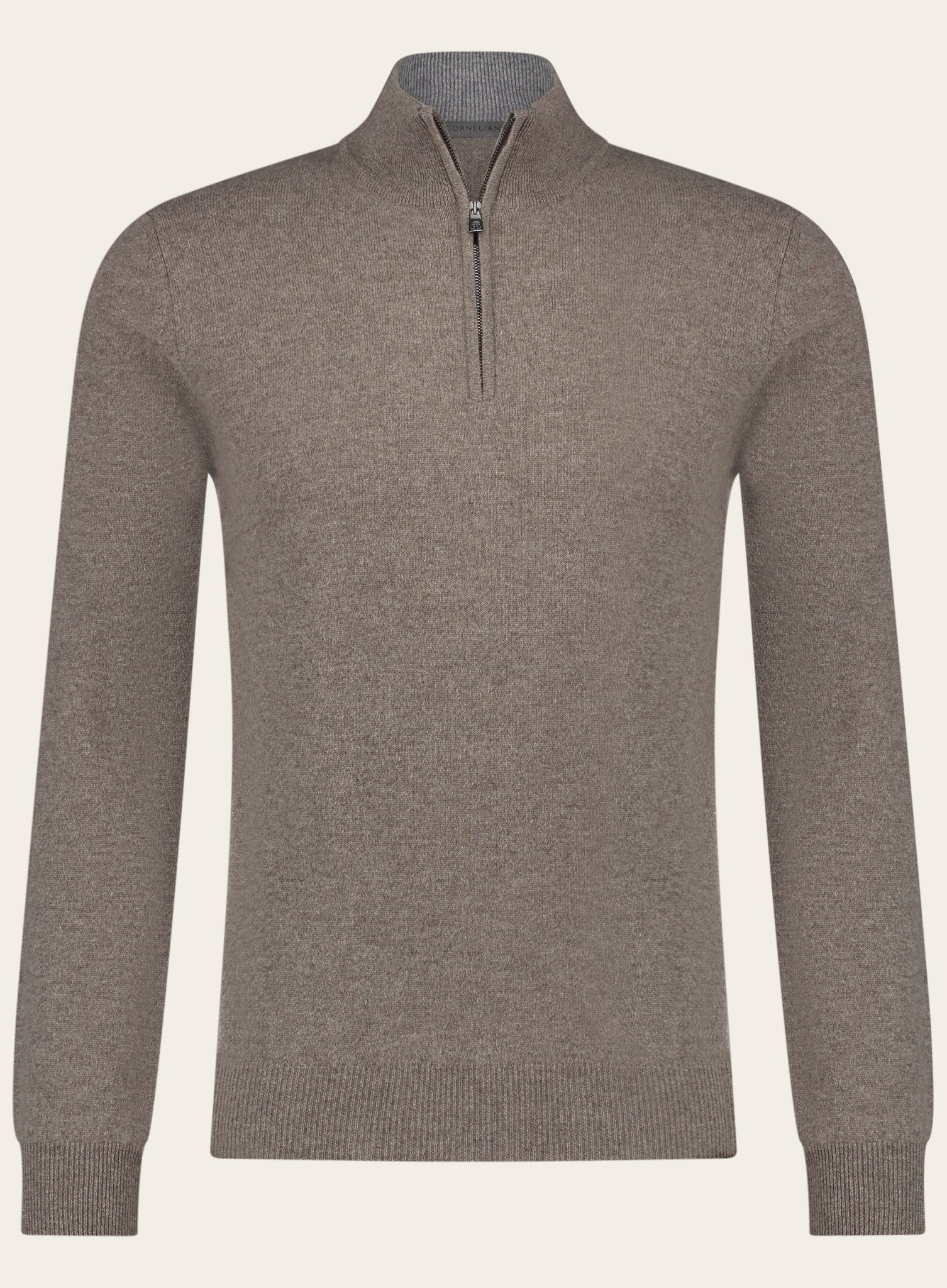 Half-zip vest van wol en cashmere | TAUPE