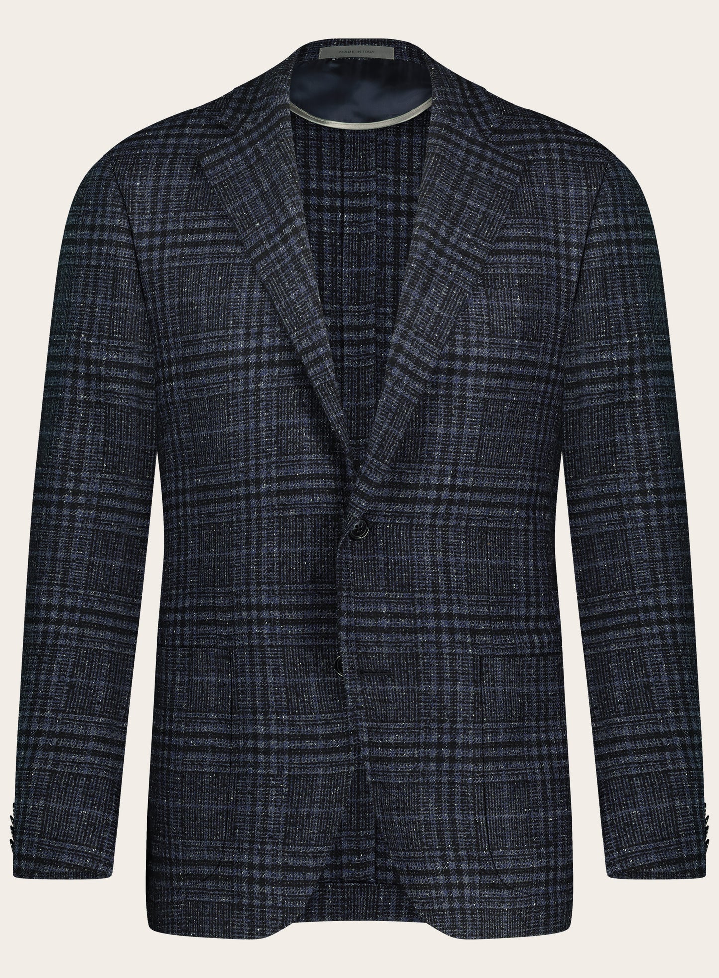 Regular-fit wollen-zijden jasje | BLUE NAVY