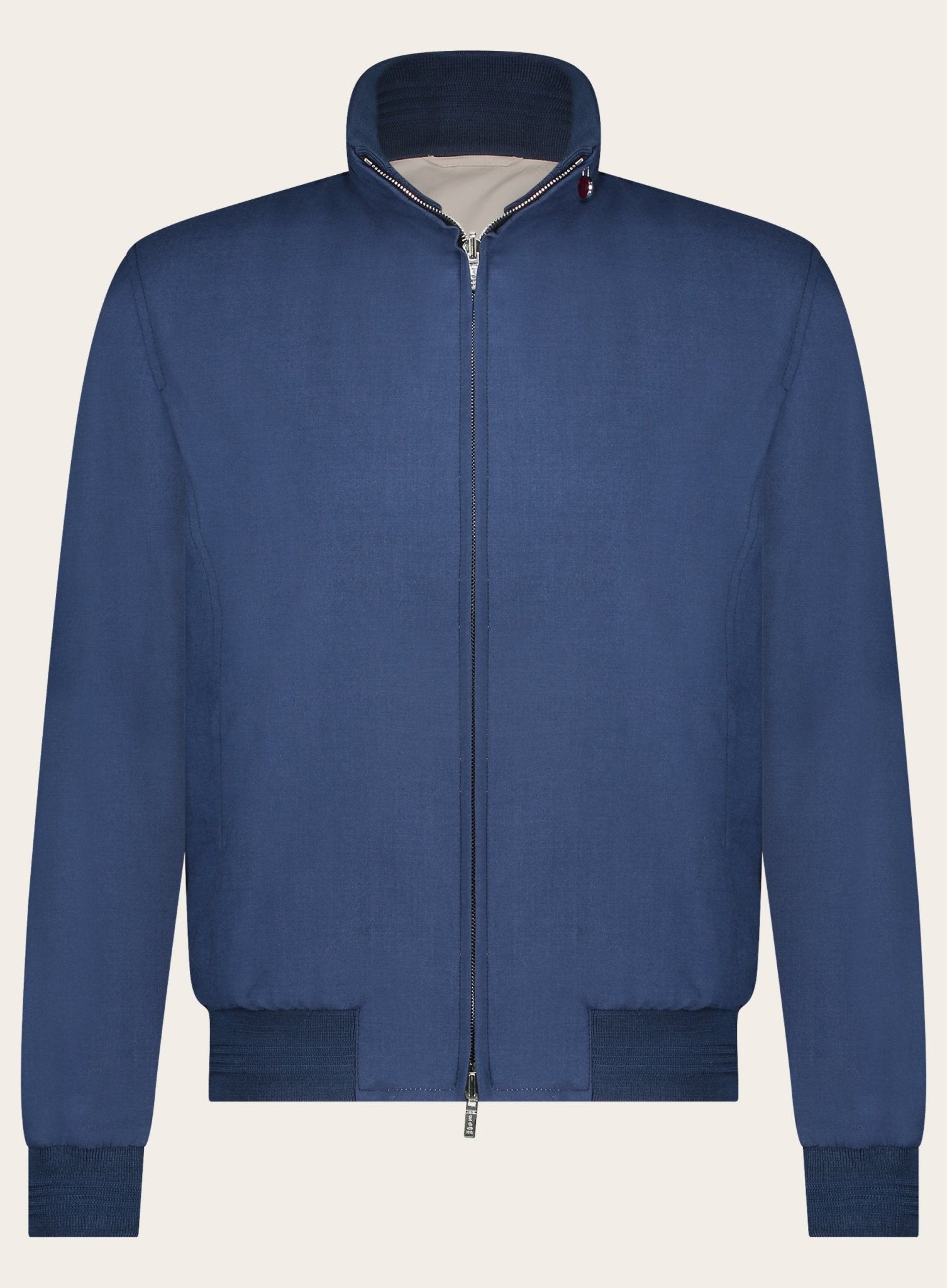 Slim-fit cashmere-zijden bomberjack | Blauw