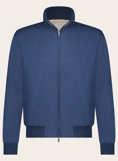 Slim-fit cashmere-zijden bomberjack | Blauw