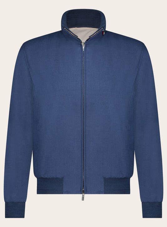 Slim-fit cashmere-zijden bomberjack | Blauw