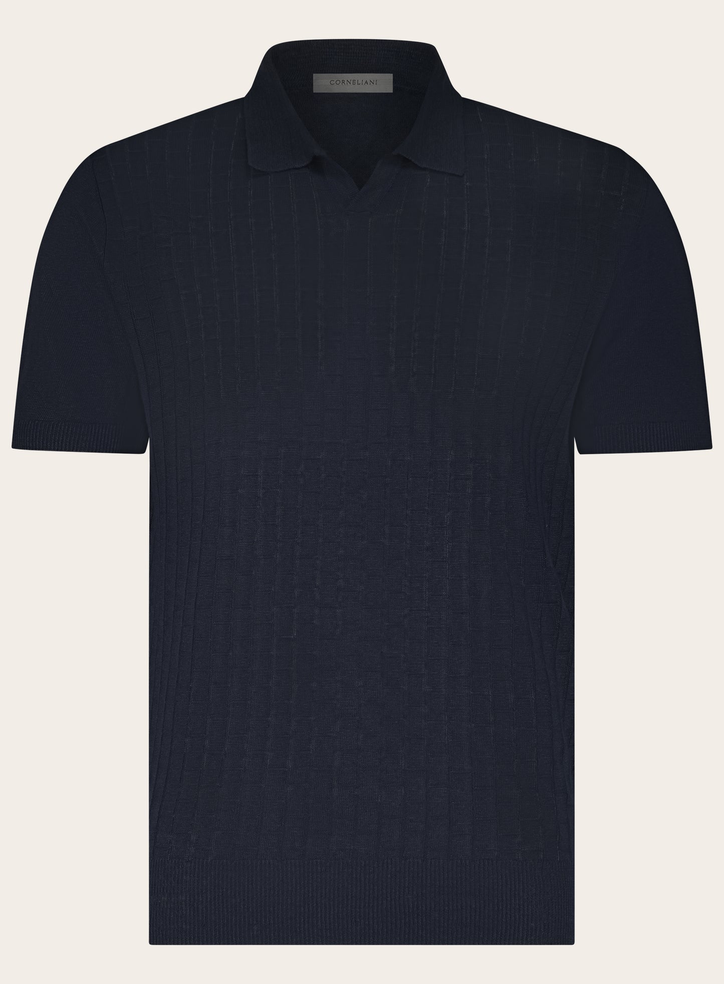 Buttonless polo van linnen | BLUE NAVY