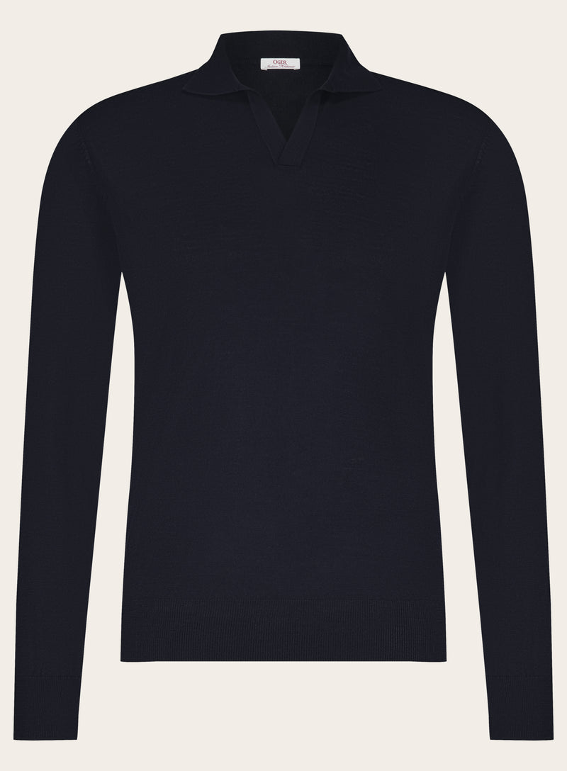 Buttonless polo van virgin wol