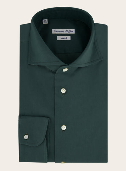 Stretch shirt van katoen | Groen 