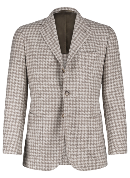 Pied-de-poule jasje van wol en cashmere | Beige