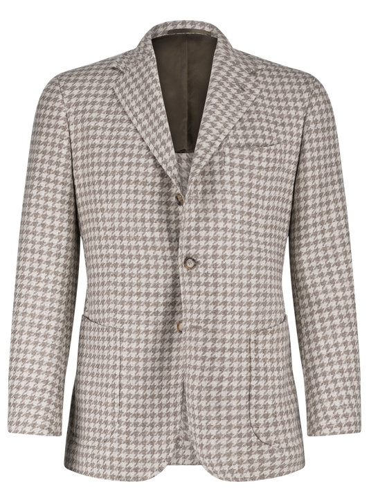 Pied-de-poule jasje van wol en cashmere | Beige