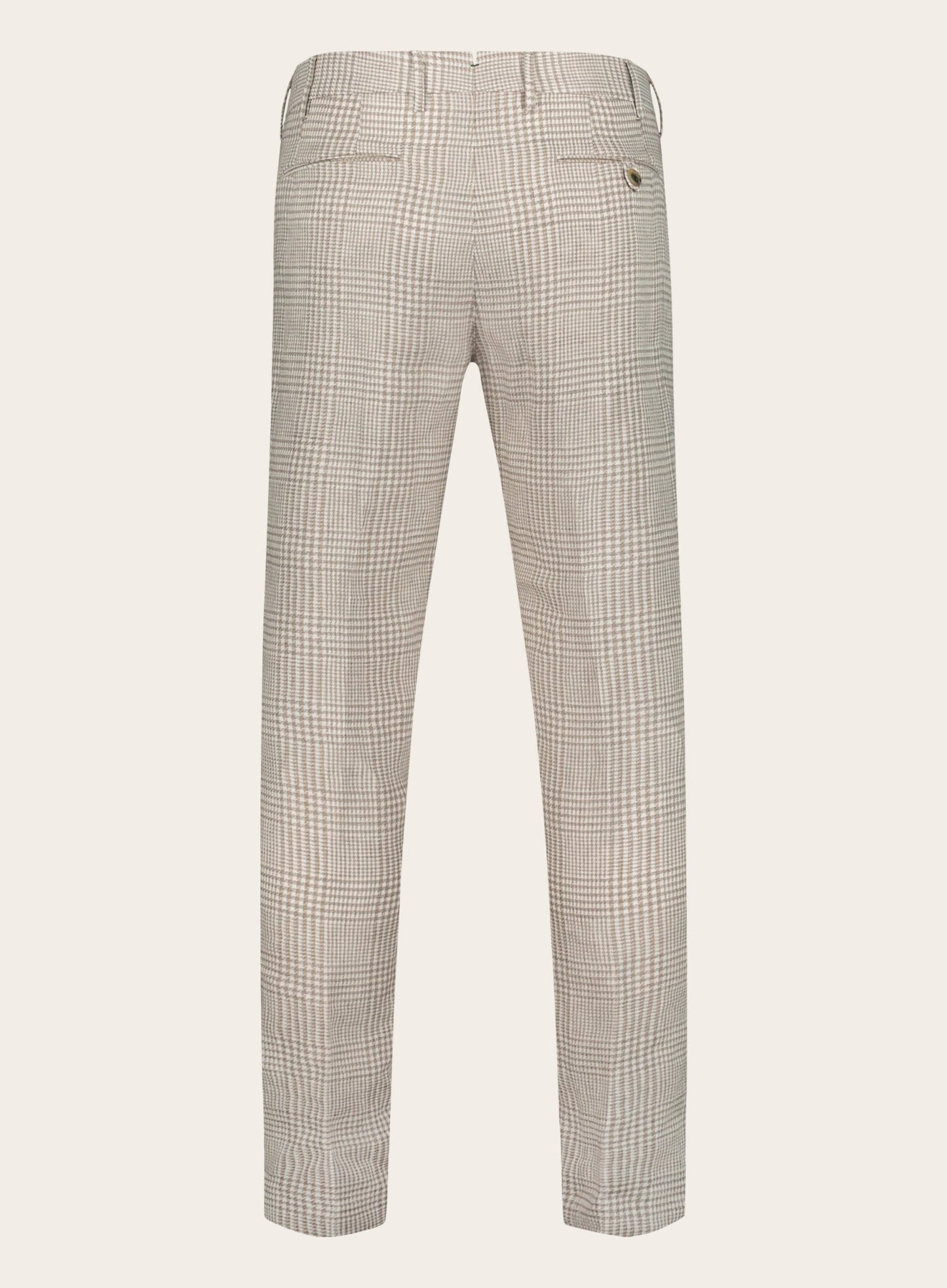 Linnen glencheck pantalon | Licht Bruin