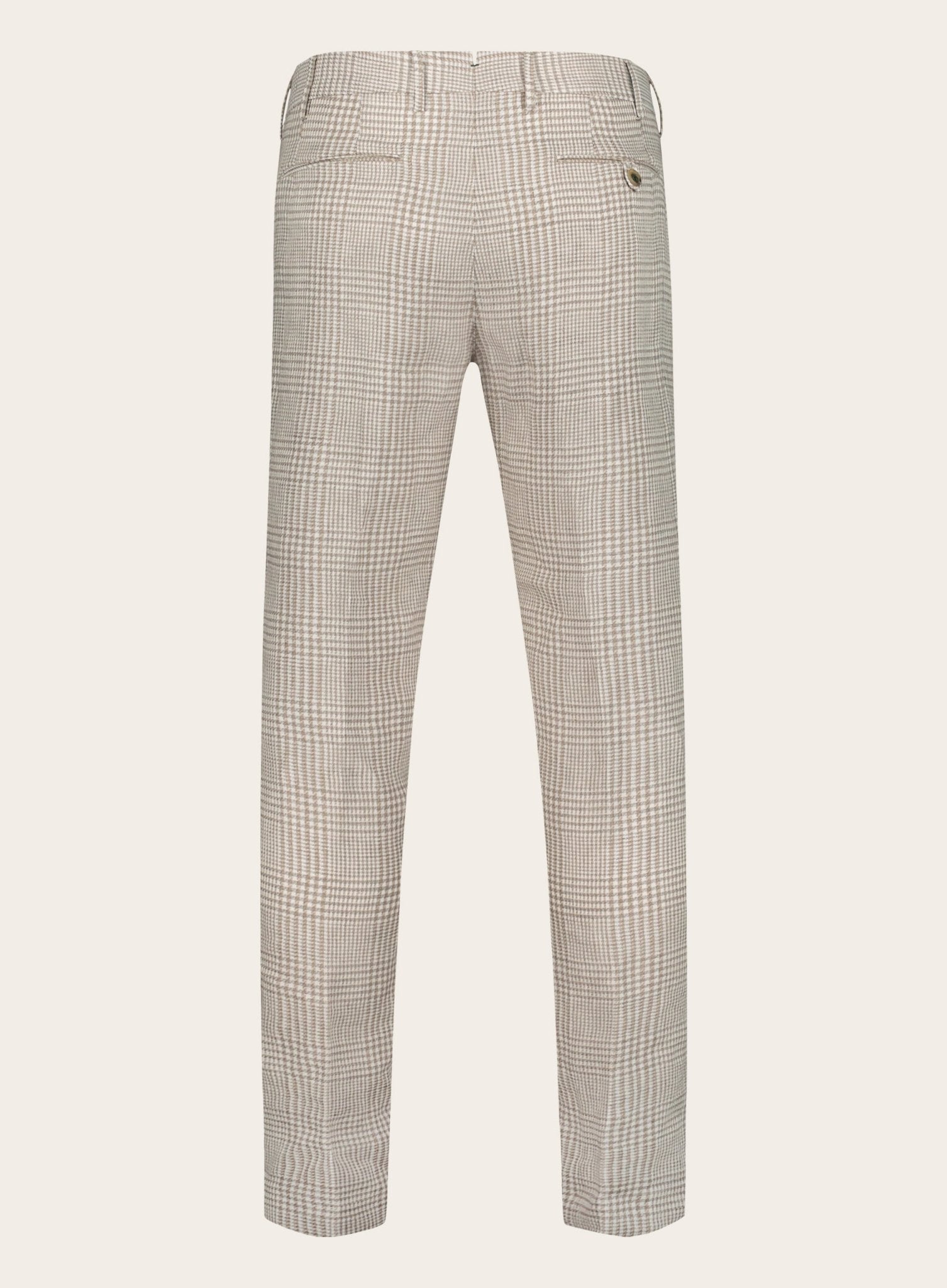 Linnen glencheck pantalon | Licht Bruin