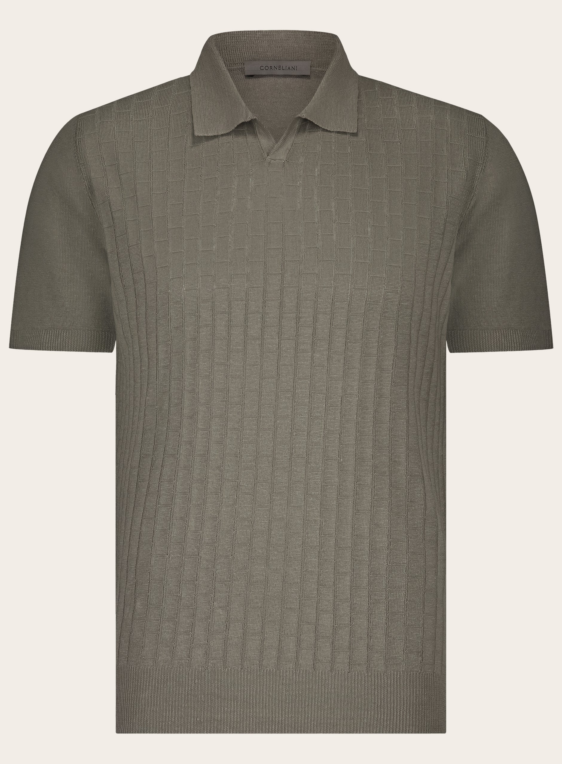 Buttonless polo van linnen | TAUPE