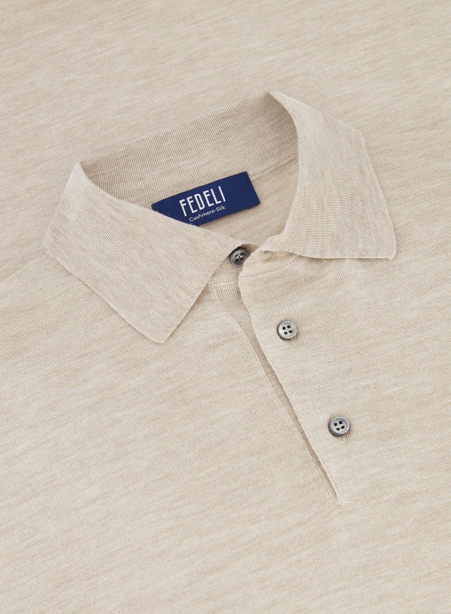 Poloshirt van cashmere en zijde | Beige 