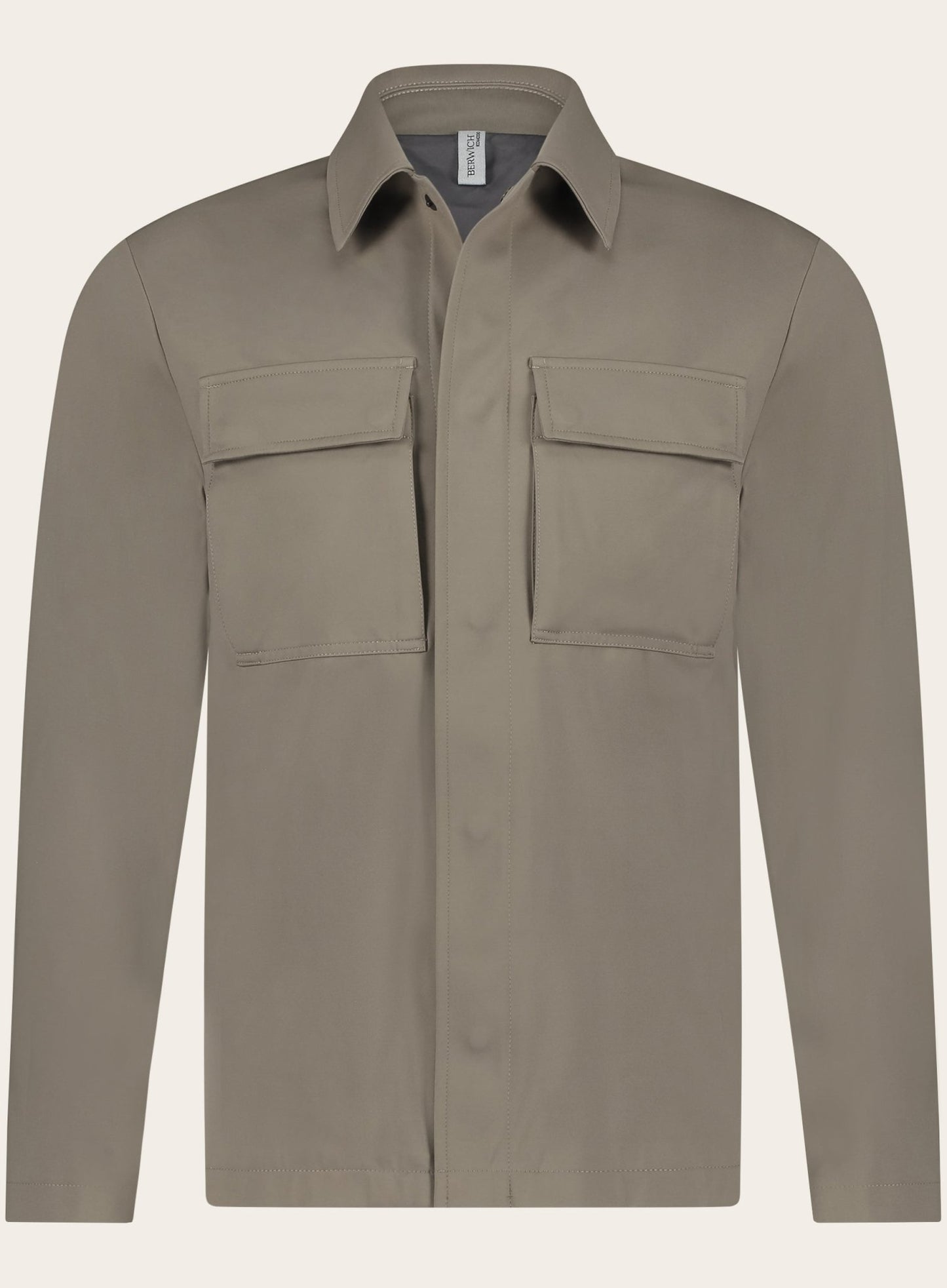 Overshirt met puntkraag | TAUPE