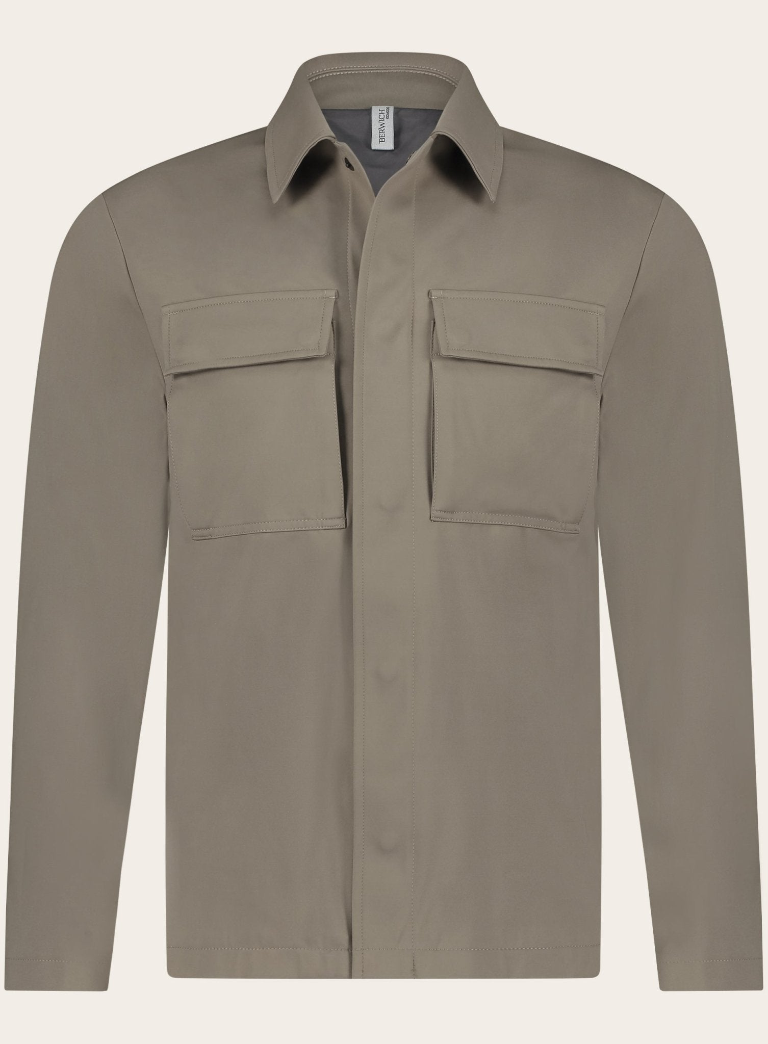 Overshirt met puntkraag | TAUPE