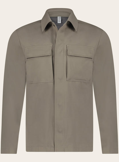 Overshirt met puntkraag | TAUPE