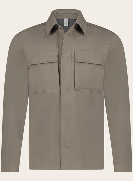 Overshirt met puntkraag | TAUPE