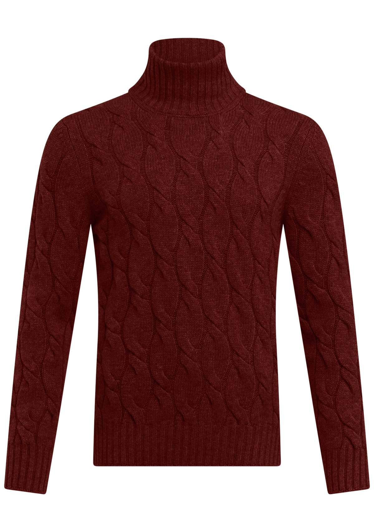 Coltrui met kabelpatroon van wol en cashmere | Roest