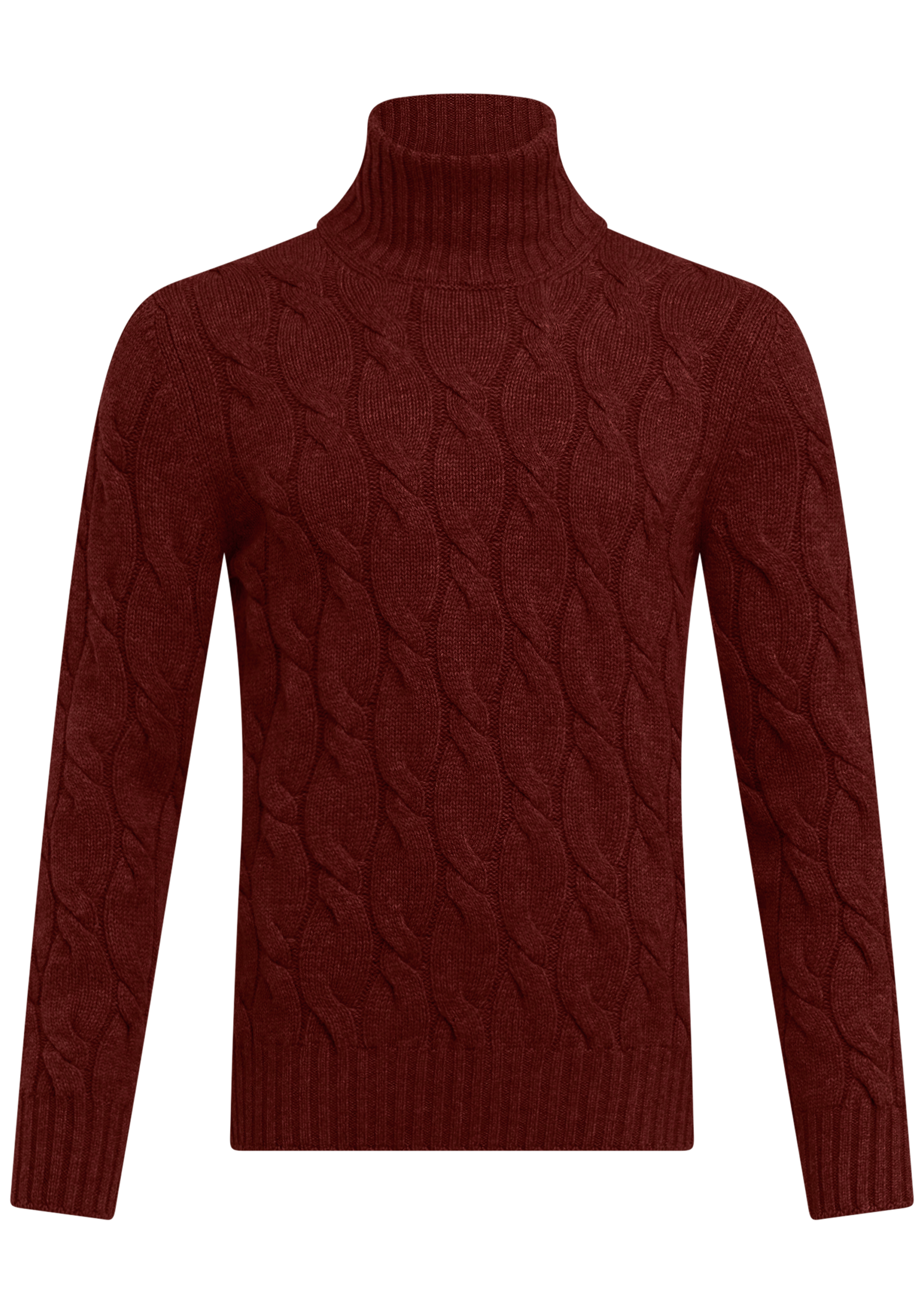 Coltrui met kabelpatroon van wol en cashmere | Roest