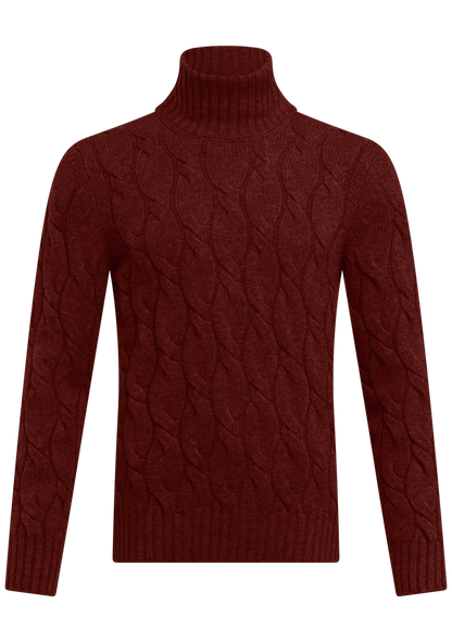 Coltrui met kabelpatroon van wol en cashmere | FULL_WIDTH | Roest