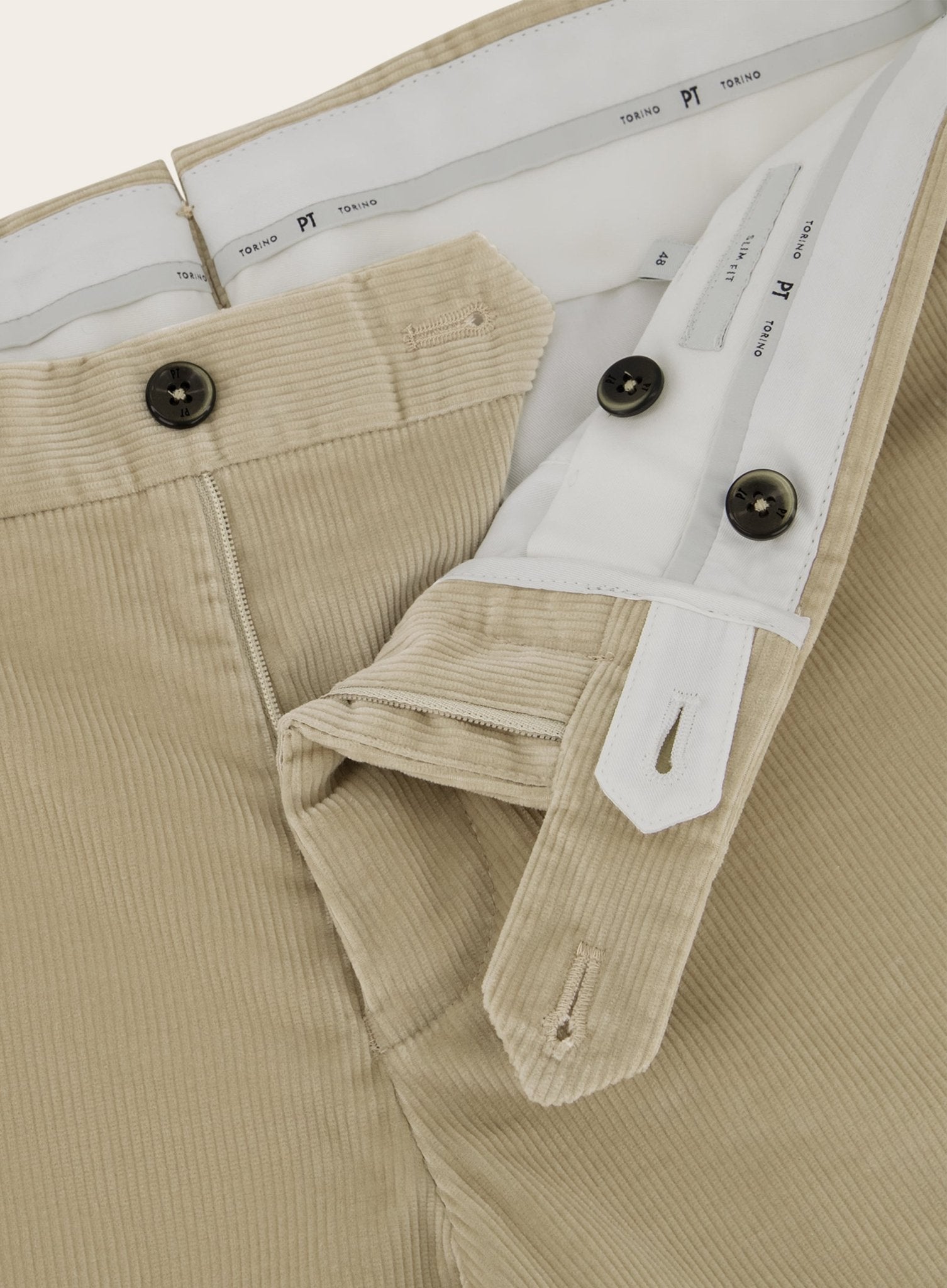 Corduroy pantalon van katoen | Beige