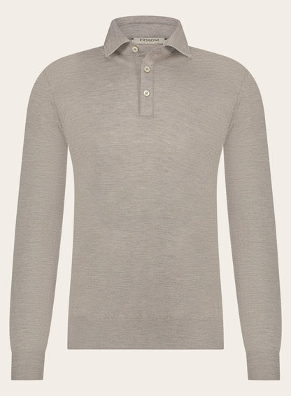 Poloshirt van cashmere | TAUPE