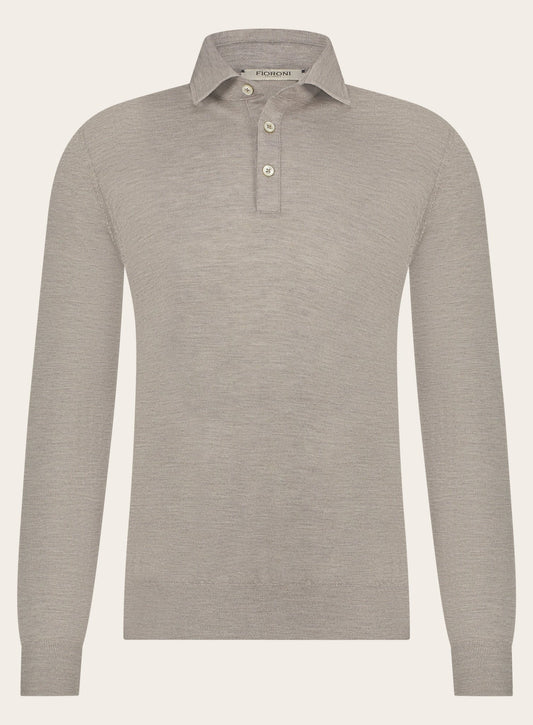 Poloshirt van cashmere | TAUPE