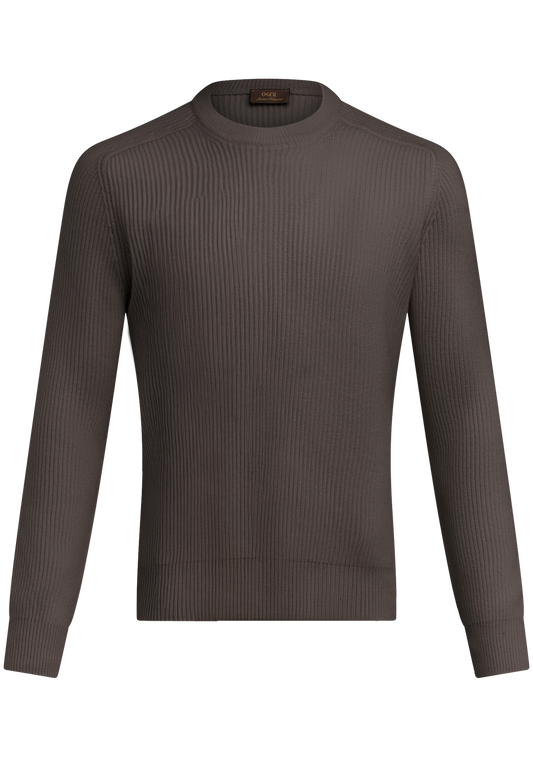 Corduroy crewneck van wol en cashmere | FULL_WIDTH | TAUPE