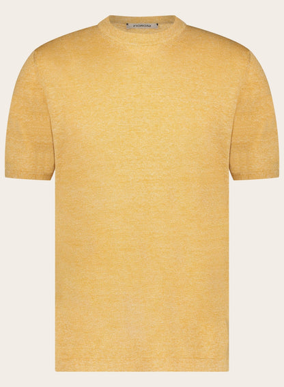 T-Shirt van linnen en katoen | Geel
